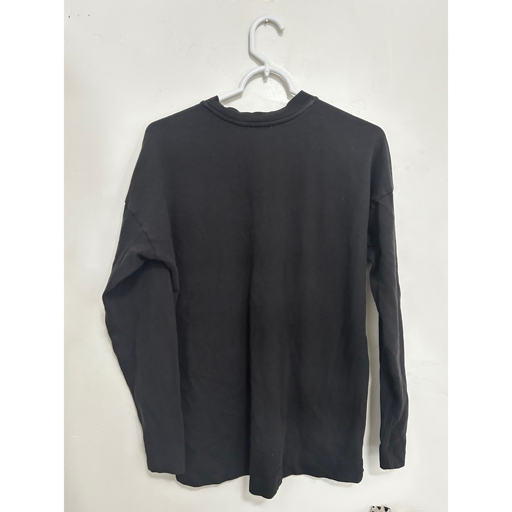 AYR Mens Black Cotton Long Sleeve Relaxed Crewneck Top E2451 XS